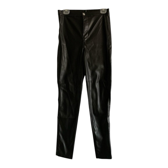 NWT Wet Seal Faux Black Pleather Straight Leg Pants Medium - Picture 6 of 14